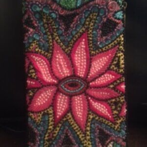 Colorful beaded Club Bag, 4.5" W x 7.5" H, shoulder bag, wristlet, side zipper